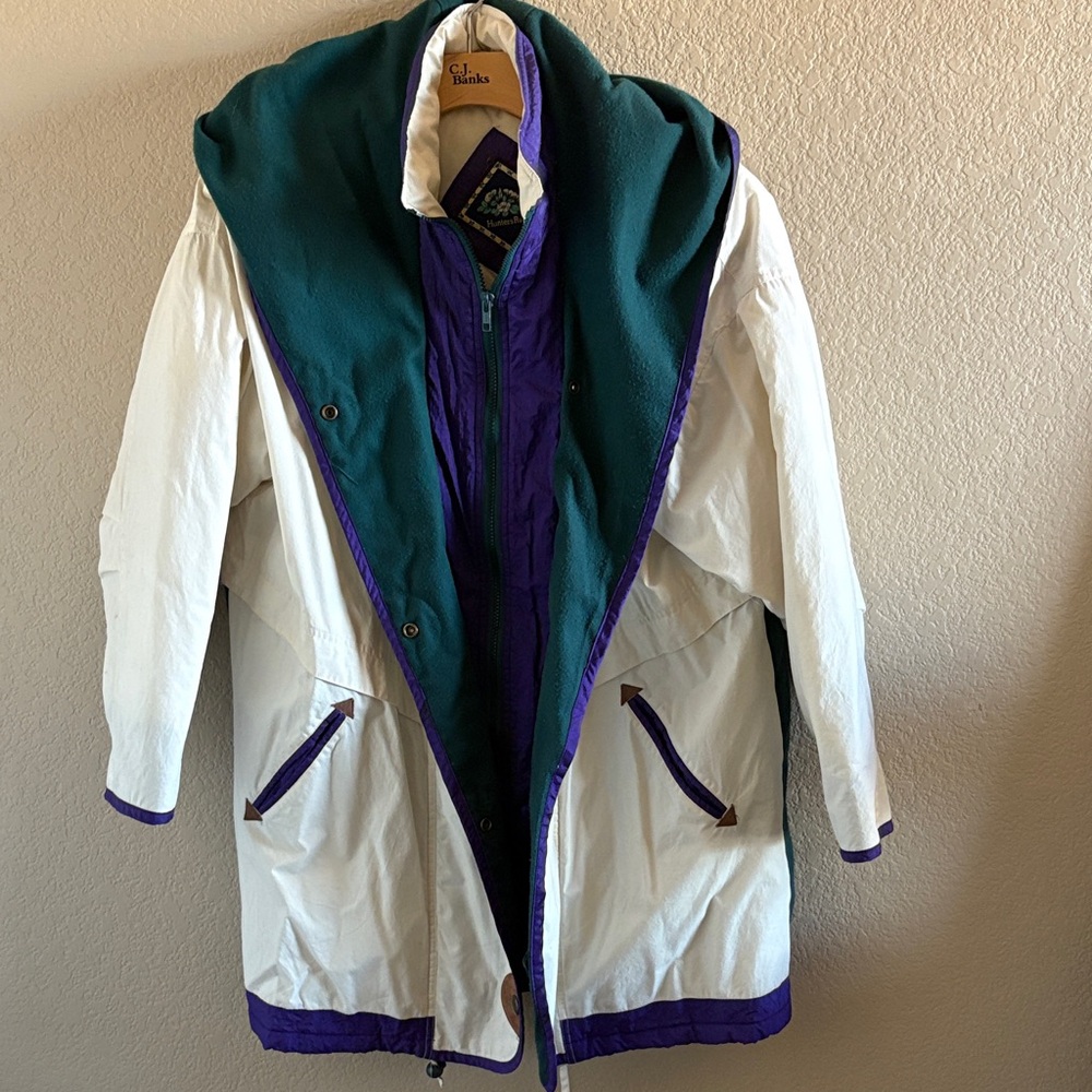 Vintage Hunters Run White and Purple Ski Jacket Large